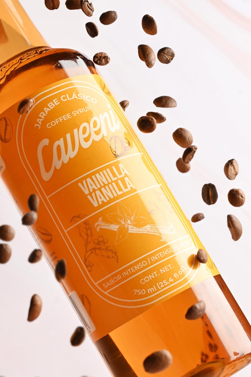 ENCO CAVEENI Vanilla Coffee Syrup - 25.4 oz Bottle for Flavoring Lattes, Iced Coffee, and Desserts - Image 2